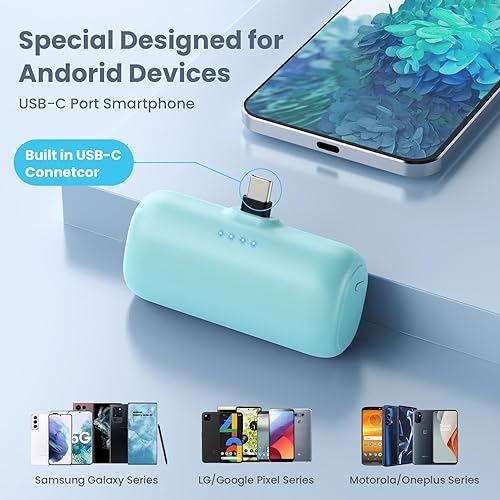 Miniatura 9 de Mini cargador portátil USB C, cargador de teléfono PD de 5200 mAh 15 W para iPhone, batería ultra compacta compatible con iPhone