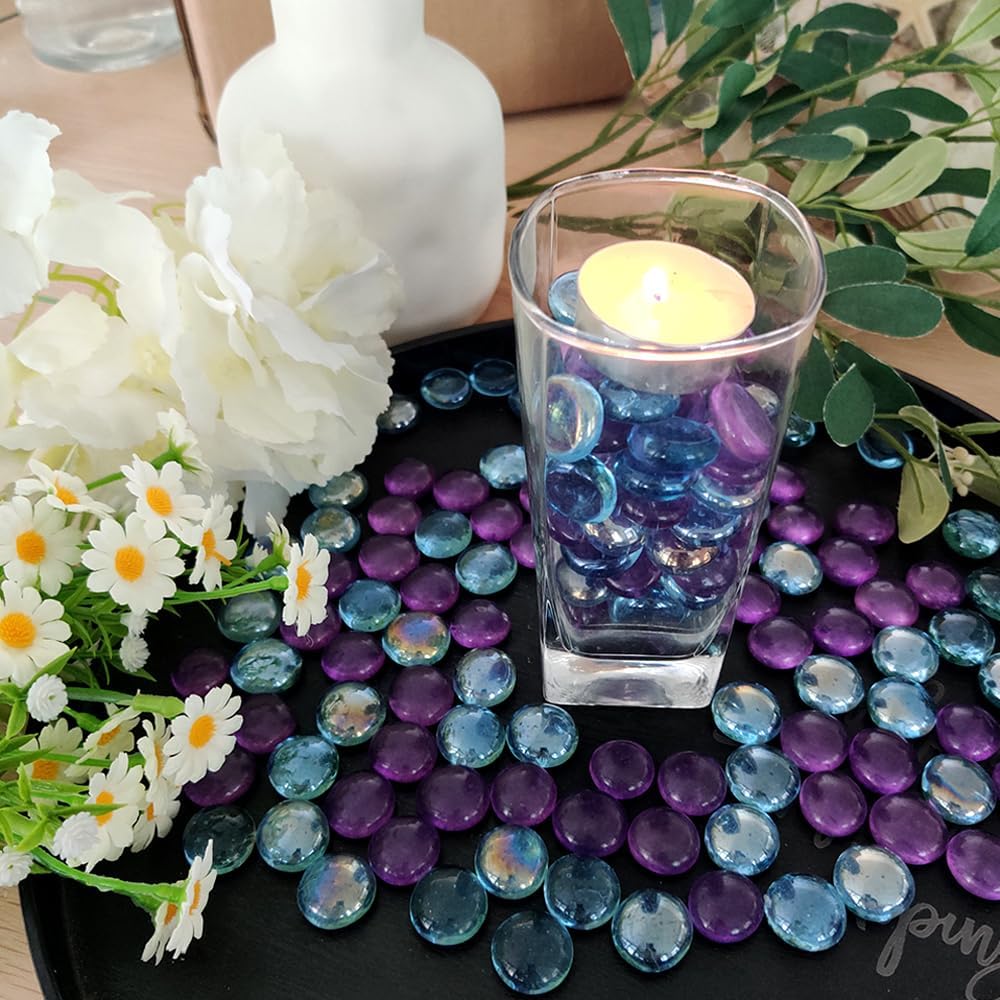 Hilitchi Light Blue Glass Stones | 1lb Bag Vase Filler & Aquarium Gravel | Smooth Decorative Gems - View #5