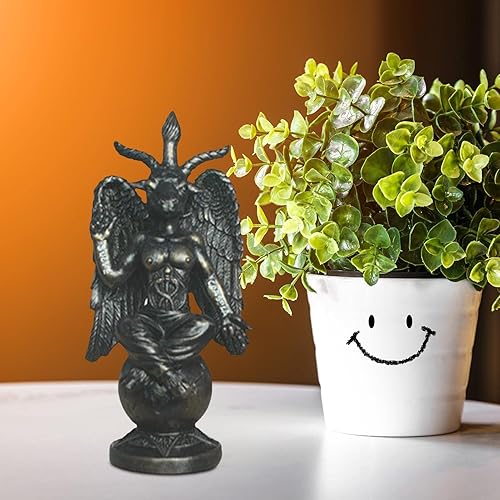 Miniatura 6 de Baphomet - Estatua de Satán Baphomet Divine Goat Estatua de resina de cabra sabática negra, estatua de resina de cabra Baphomet con cuernos de Dios
