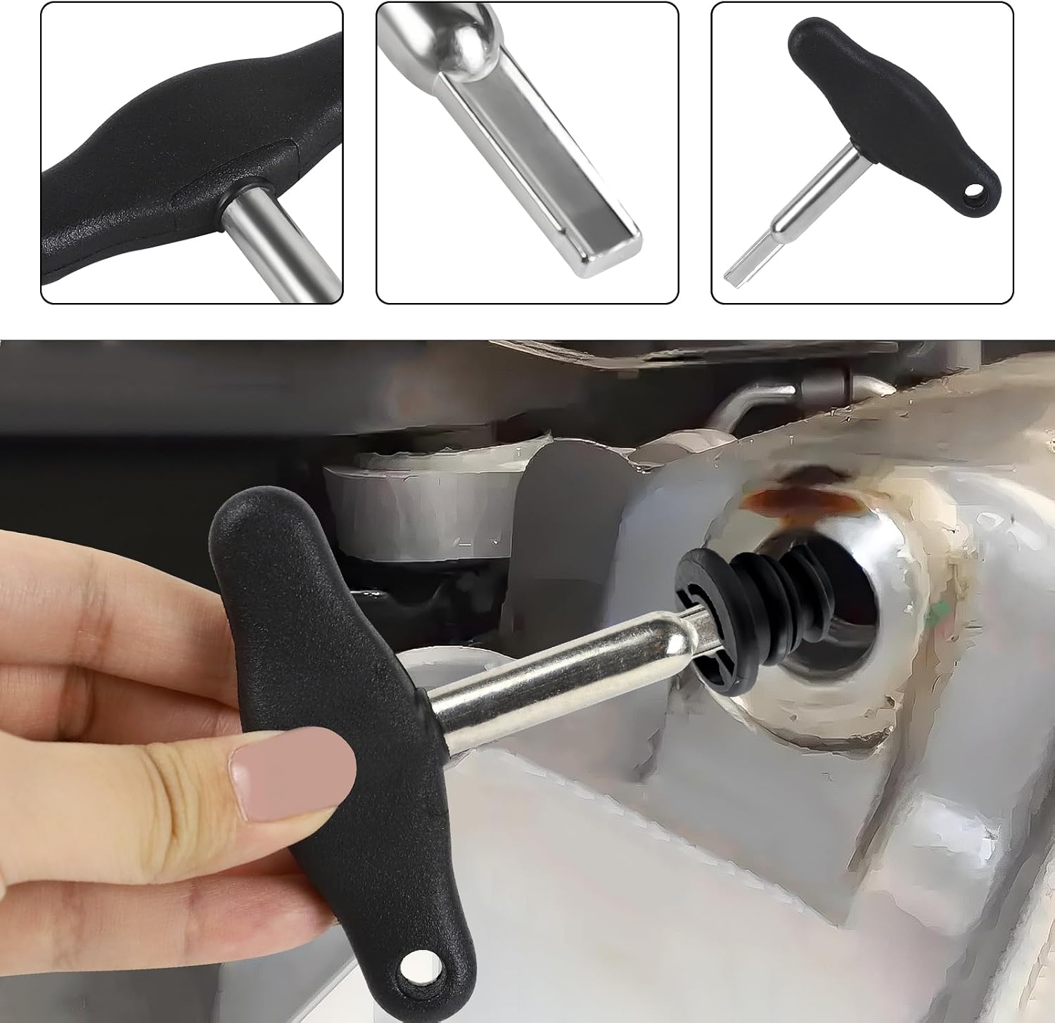 Oil Drain Plug Screw Removal Installer Wrench Assembly Tool, Plastic Oil Pan Drain Plug Screw Removal Wrench Tool Replaces T10549, Compatible with A3 A4 Q3 Q5 Tiguan Golf Jetta