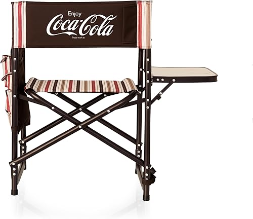 Picnic TIME Coca-Cola Enjoy Coke Sports Chair with Side Table, Beach Chair, Camp Chair for Adults, (Red)