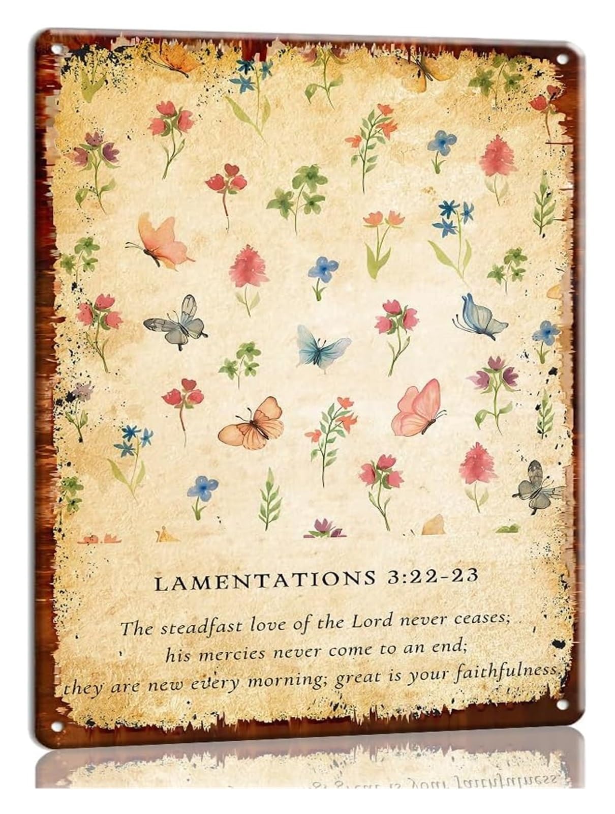 IDGTTLDF Metal Tin Sign Lamentations 3:22-23 His Mercies Are Every Morning Bible Verse Wall-Art Living Room Painting