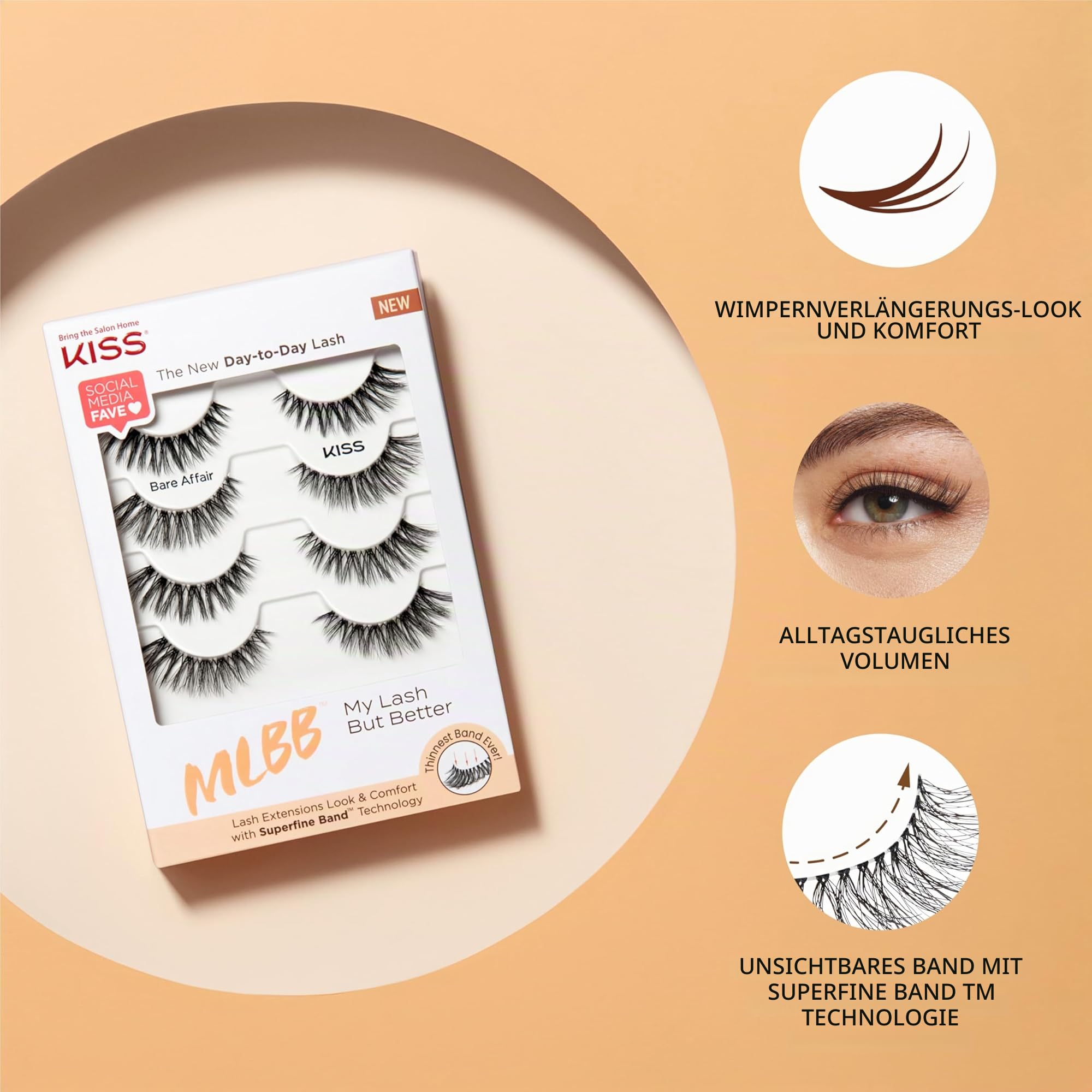 KISS My Lash But Better Fake Eyelashes Multipack - Bare Affair, 4-Pair Pack, unsichtbar, leicht, wiederverwendbar, Contact Lens Friendly, Voluminous, Comfortable | 8 Total