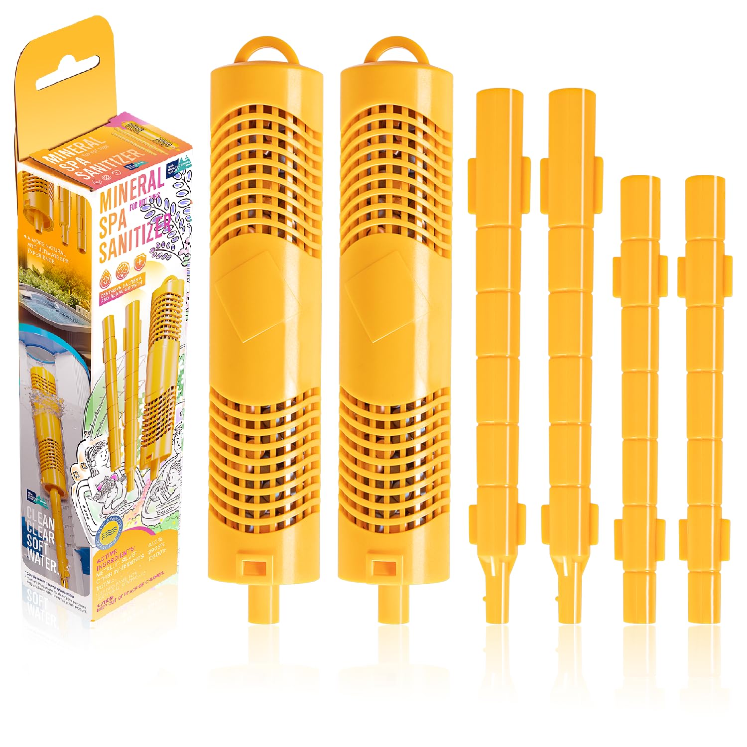 Hihitomorrow W20750 Spa in-Filter Mineral Cartridge Stick Parts for Hot Tubs & Spas & Pools, for Softer Crystal Clear Water, 2 Pack