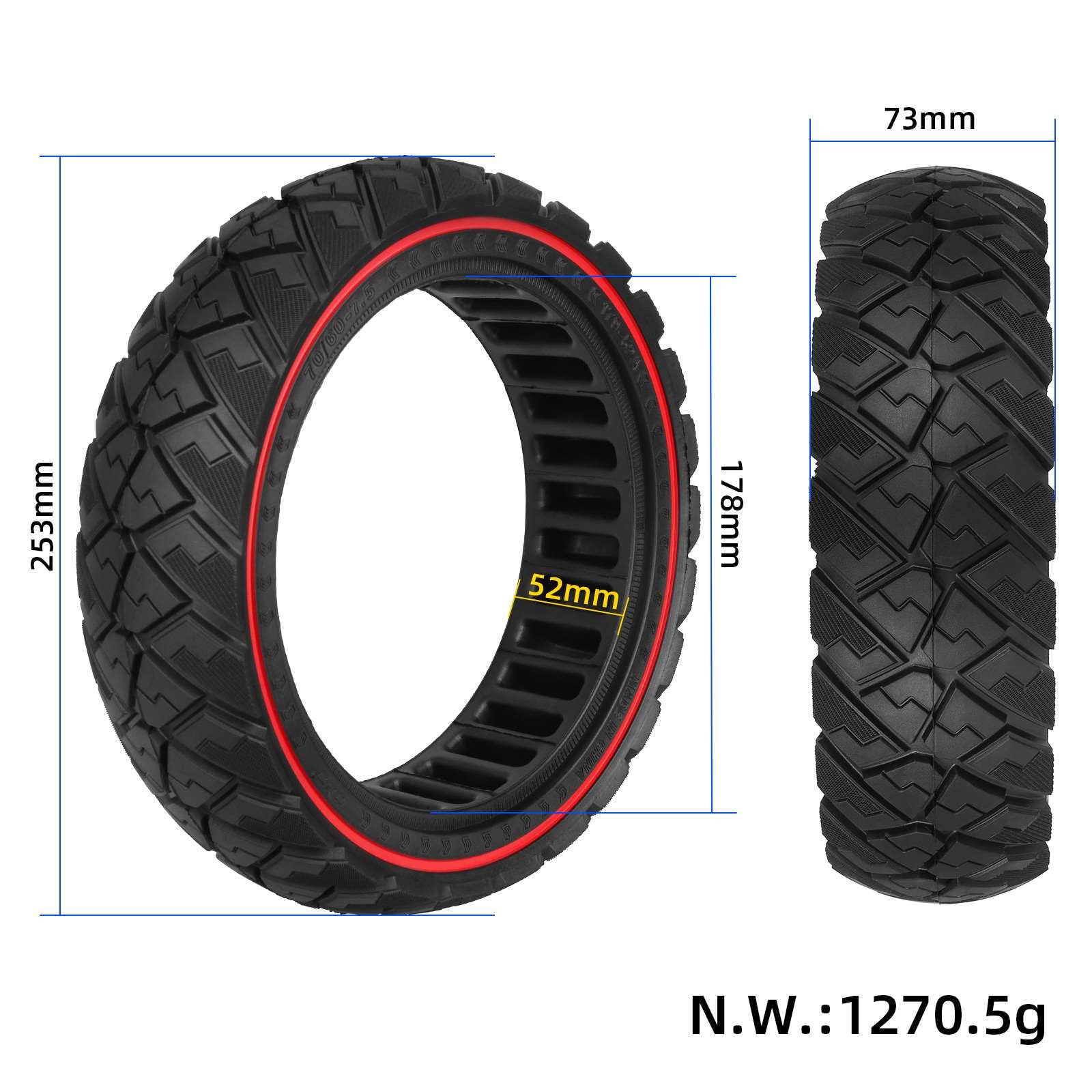 70/60-7,5 Pneumatico Completo per Segway Ninebot ZT3, ZT3 Pro e G3 Scooter elettrici, Pneumatici di ricambio. Pneumatici Pieni Antiscivolo, Antiscivolo, Ingambabile (Rosso, 2 Pezzi)