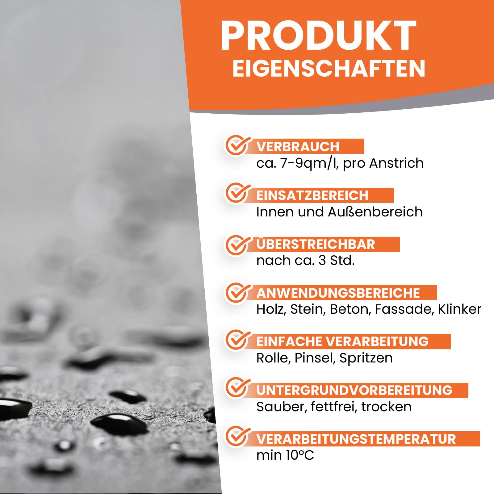 Nano Versiegelung 10l farblos für Holz, Dachziegel, Beton, Fassade, Metall - Abperleffekt, scheuerbeständig, schnelle Trocknung, geruchsarm, hohe Reichweite - BEKATEQ BE-450