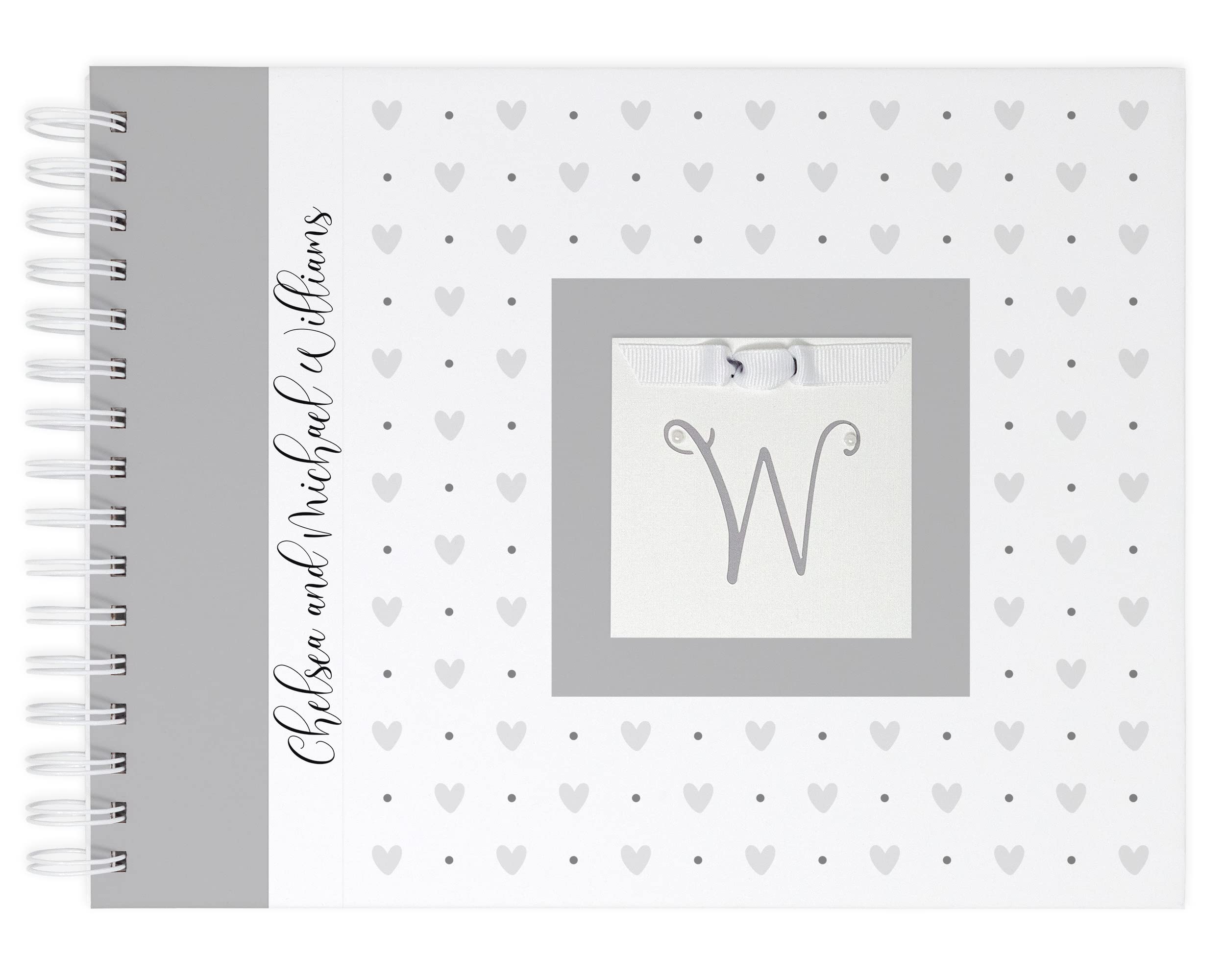 Wedding Anniversary Journal (3 Center Designs) - Personalized Hard Cover Keepsake Book - First Anniversary Present for Newlyweds (Gray Hearts)