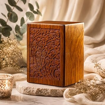 Nagina Internationals Premium Hand-Carved Rosewood Urns - Exquisitely Crafted Memorial Urns for Your Beloved. Available in Small Size. Order Now for a Beautiful and Lasting Tribute Small