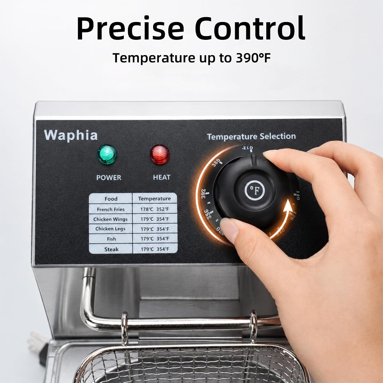 Electric Deep Fryer with Basket and Lid, 4L 1700W Stainless Steel Countertop Oil Fryer for Commercial and home use, Equipped with Precise Adjustable Temperature Control