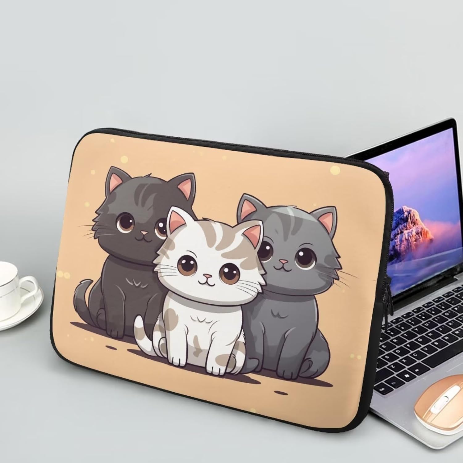 Showudesigns Cute Cat Laptop Protective Case for Women Kids Slim Sleeve 15 Inch Laptop Sleeve Soft Laptop Bag Gifts Suitable for Friends Bag Accessories Case Yellow
