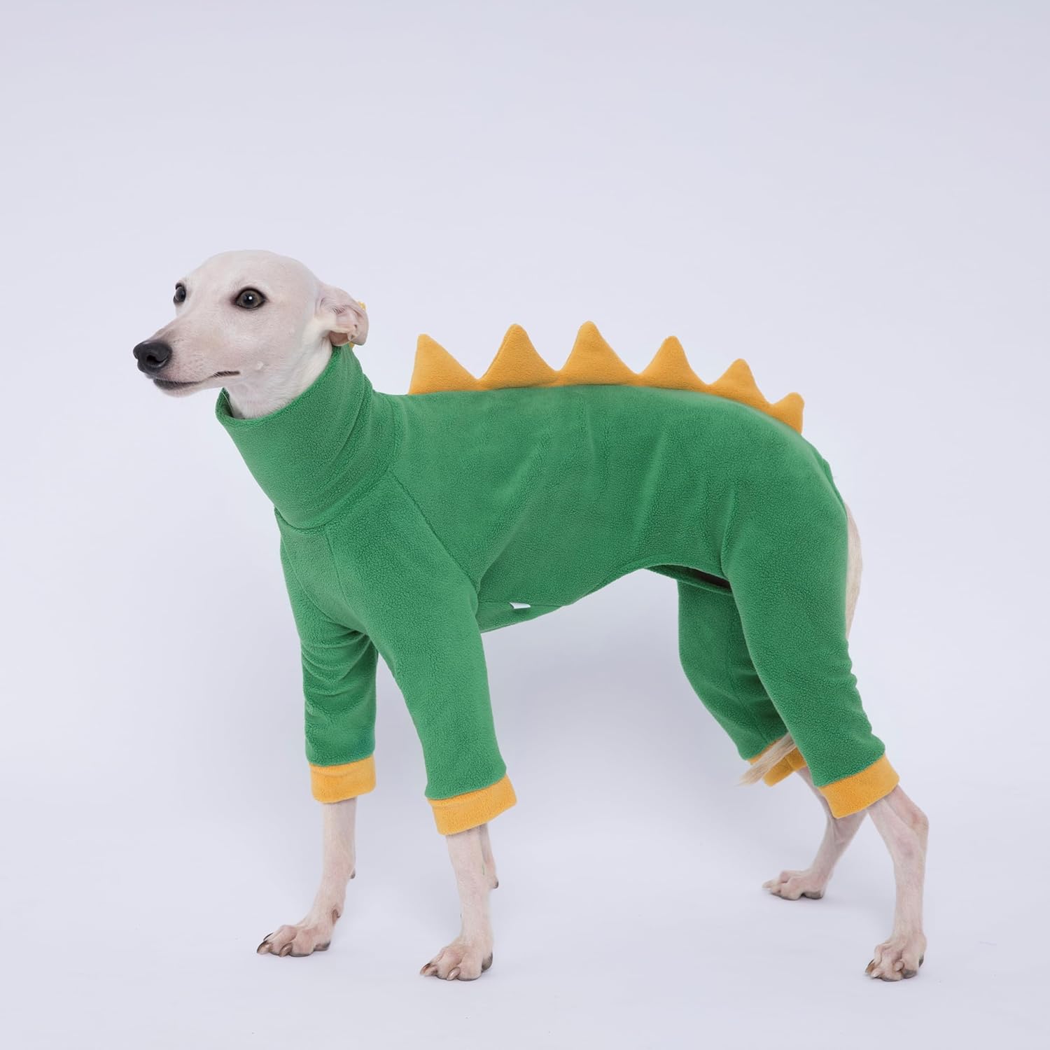 Italian Greyhound Whippet Fleece Dinosaur Costume Onesie, Turtleneck Outfit Coat (X-Large)