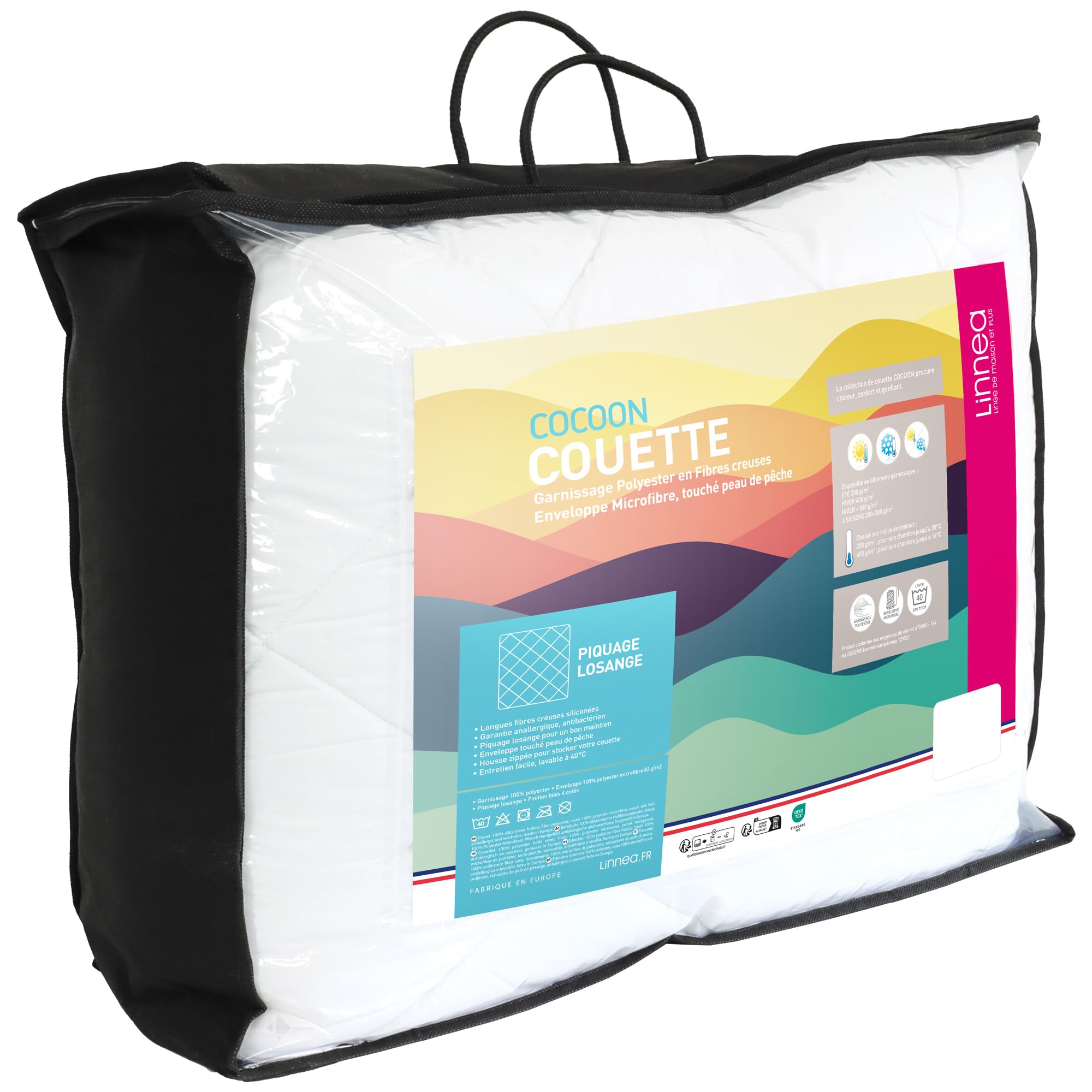 Linnea Couette 4 Saisons 160x200 cm Cocoon garnissage Fibre Polyester 200+300 = 500 g/m2