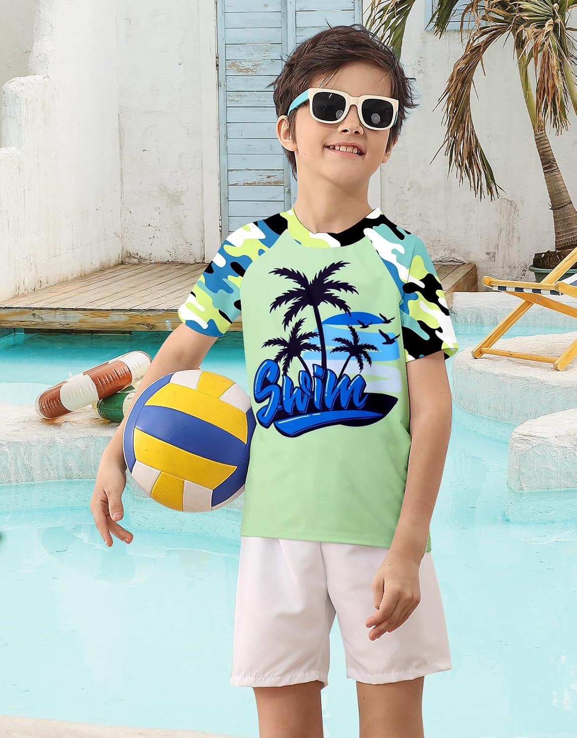 Boys Rash Guard Shirt Short Sleeve UPF 50+ UV Sun Protection T Shirt for Kids 4-13Y