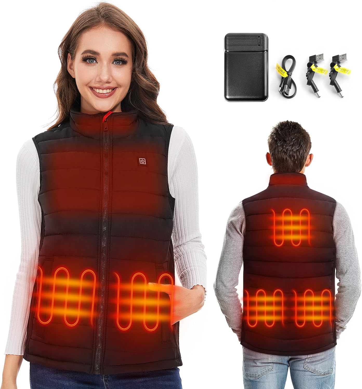 Heated Vest for Men & Women - with Battery Pack Included Warming Electric Vest with Power Bank USB Rechargeable