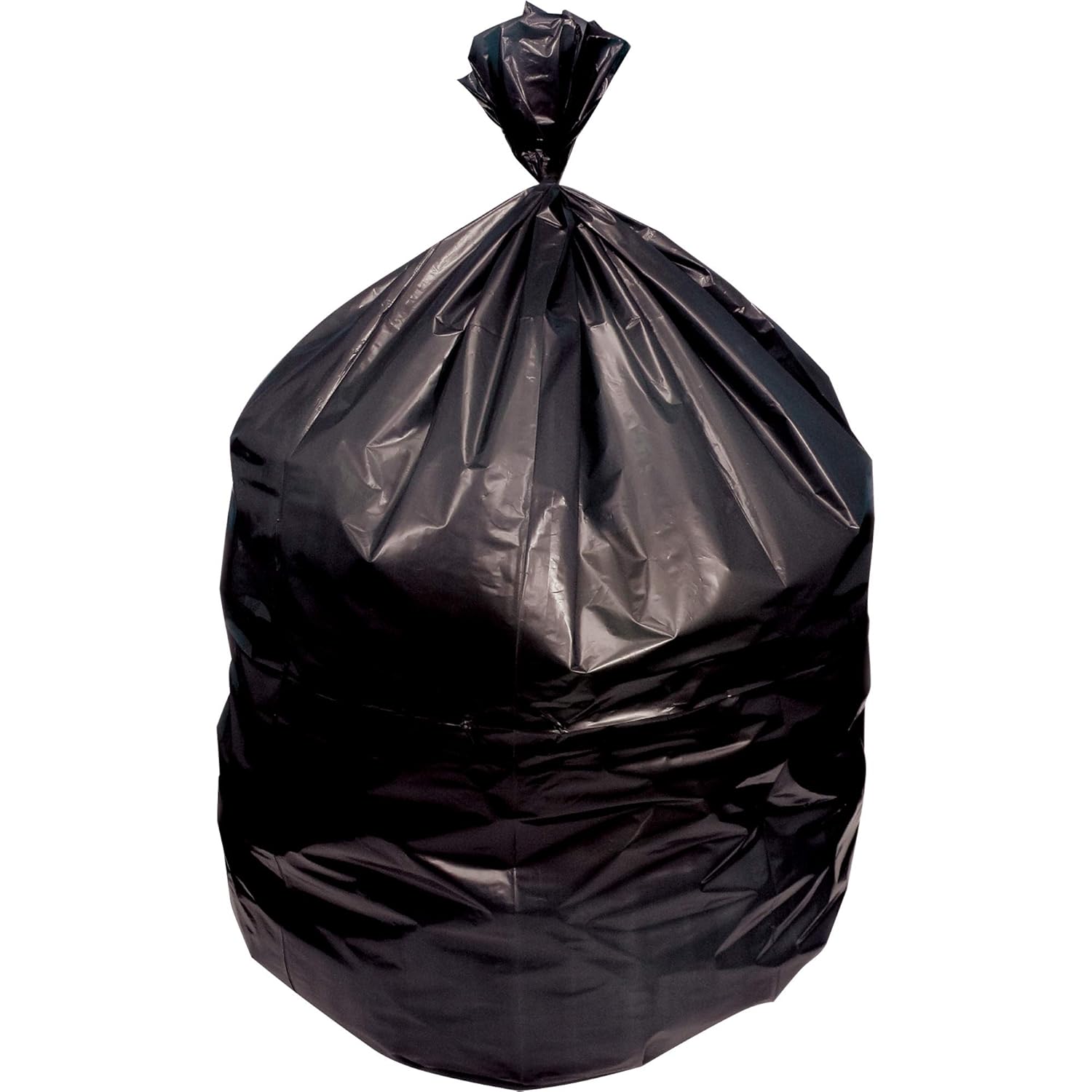 Genuine Joe Strong Economical Trash Bags, 56 gal Capacity, 43" Width x 48" Length x 0.87 mil (22 Micron) Thickness, Black, 150 Count