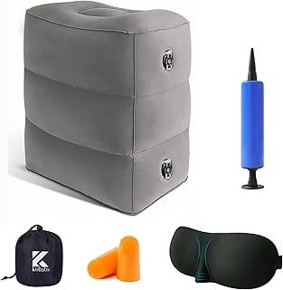 KUTABS Inflatable Travel Pillow Plane-Adjustable 3 Layers Travel Foot Rest Airplane are Paired with Sleep-enhancing Travel...