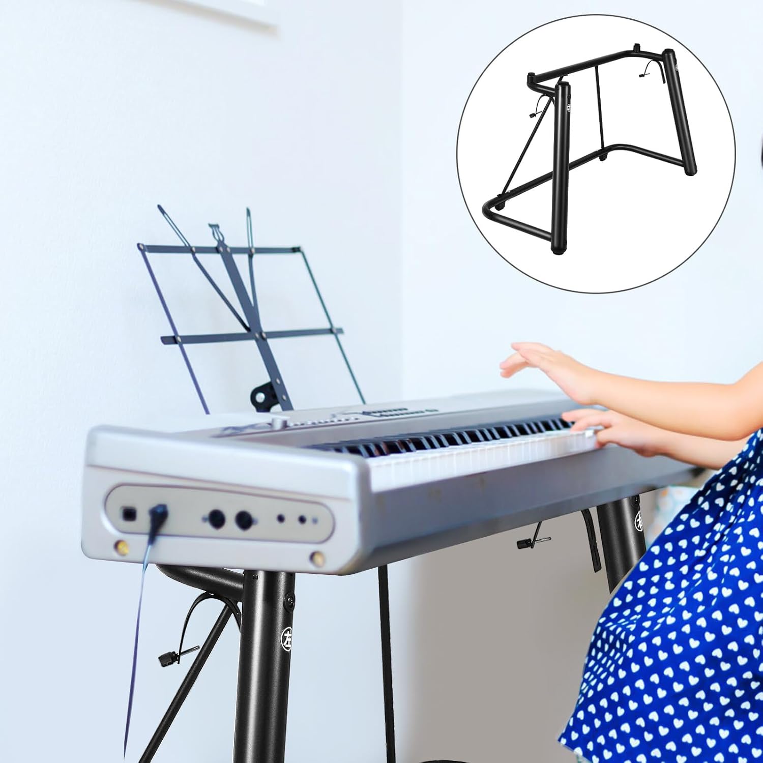 Kisangel Heavy-duty U-shaped Keyboard Stand for Electronic Pianos Non-slip Bottom Metal Frame for Secure Support Portable and Space-saving Music Keyboard Holder