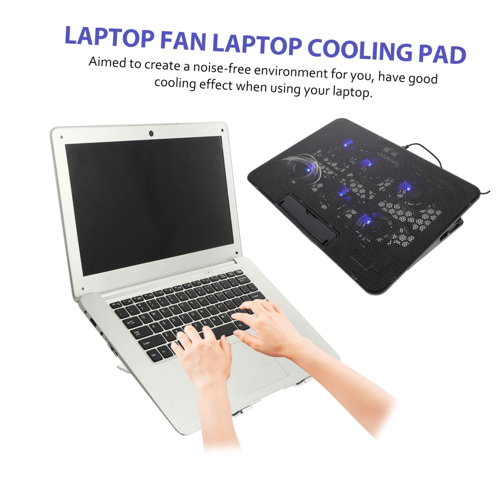 POPETPOP Base di Raffreddamento per Laptop Nero in Plastica 6 Ventole Silenziose, Facile da Trasportare, per Desktop e Viaggio, la Stagione Calda
