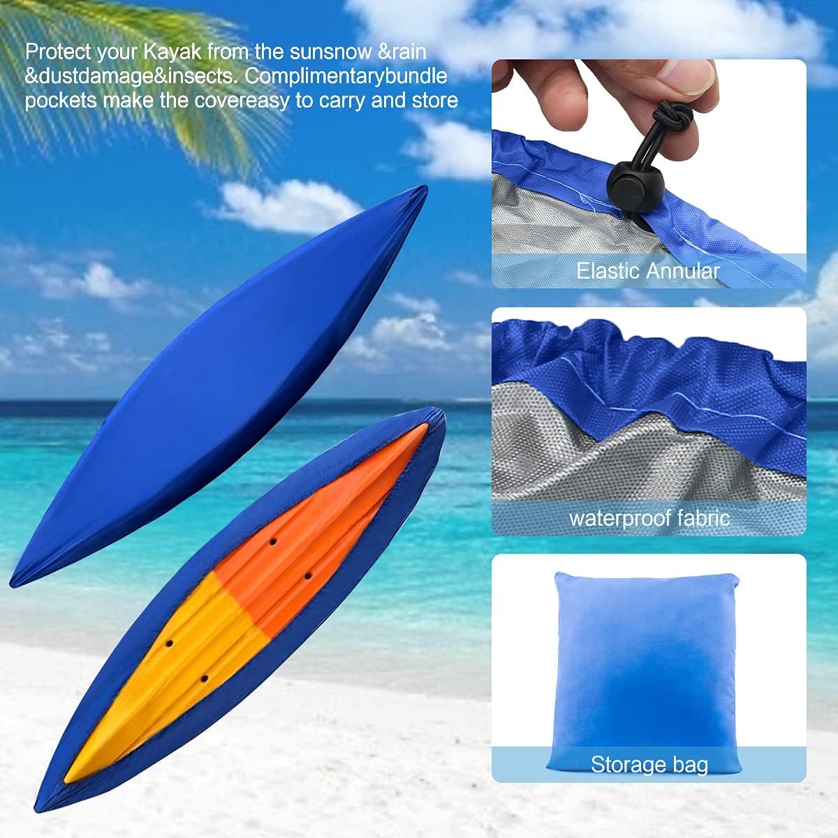 YXGOOD Waterproof Kayak Cover for Outdoor Storage Kayak Accessories Dust Cover UV Protection Sunblock Shield for Fishing Boat/Kayak/Canoe Blue : Sports & Outdoors