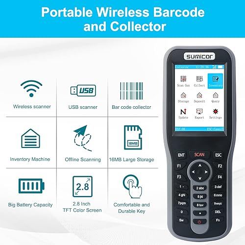 Miniatura 4 de Sumicor Escáner de código de barras de inventario láser, escáner de código de barras inalámbrico 2.4G, lectura de código de barras no repetido,