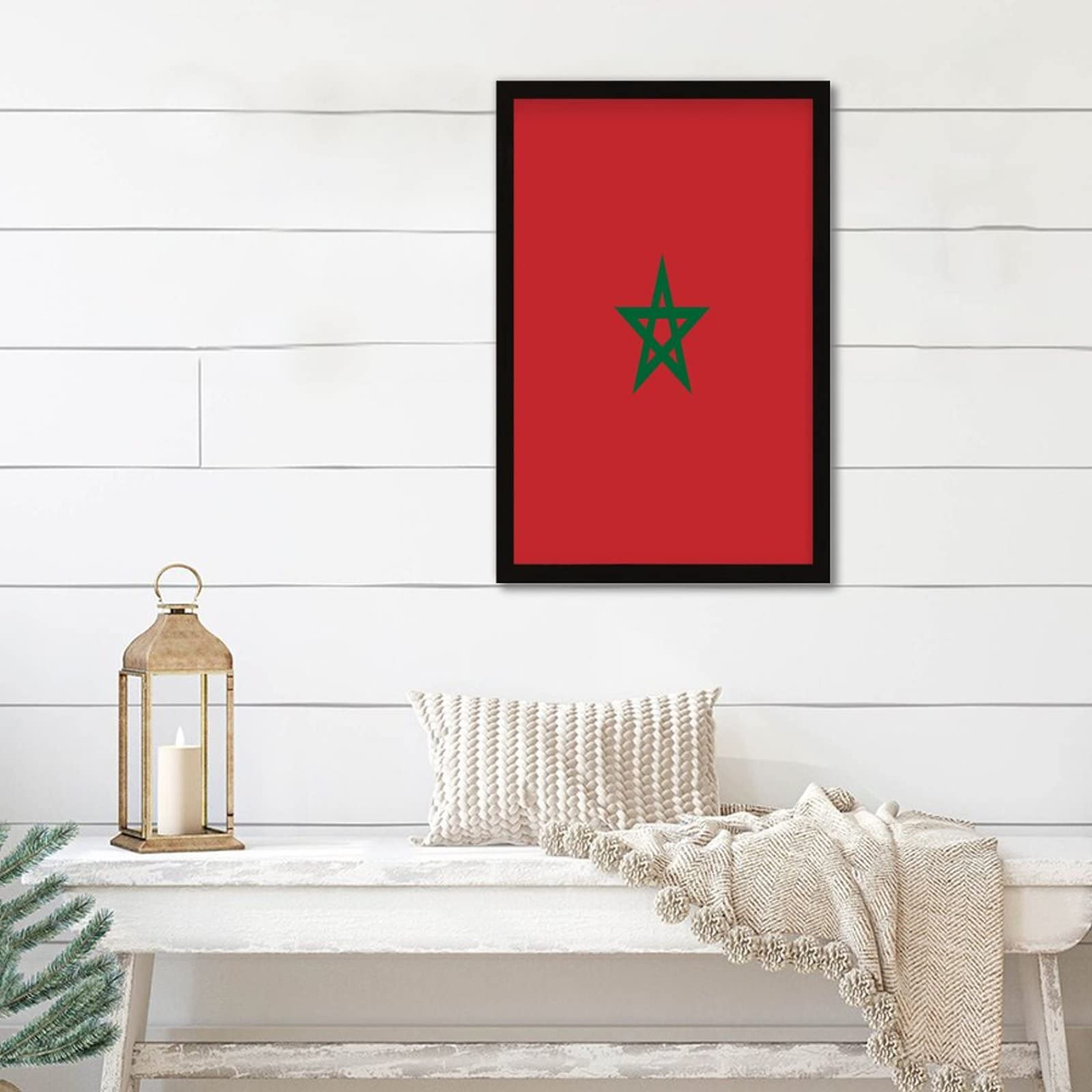Drapeau du Maroc cadeau idéal en bois pour décoration de bureau et maison originale