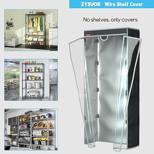 Miniatura 6 de Cubierta de estantería de alambre para estante de polvo, resistente al polvo, impermeable, protector solar, diseño de panel frontal transparente