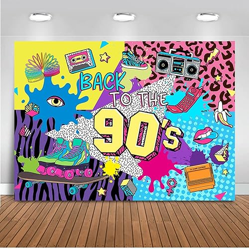 Mocsicka Regreso a los años 90 Backdro 90s Decoración de fiesta de cumpleaños temática de fondo de los 90's Hip Hop Decoración de fiesta de los 80