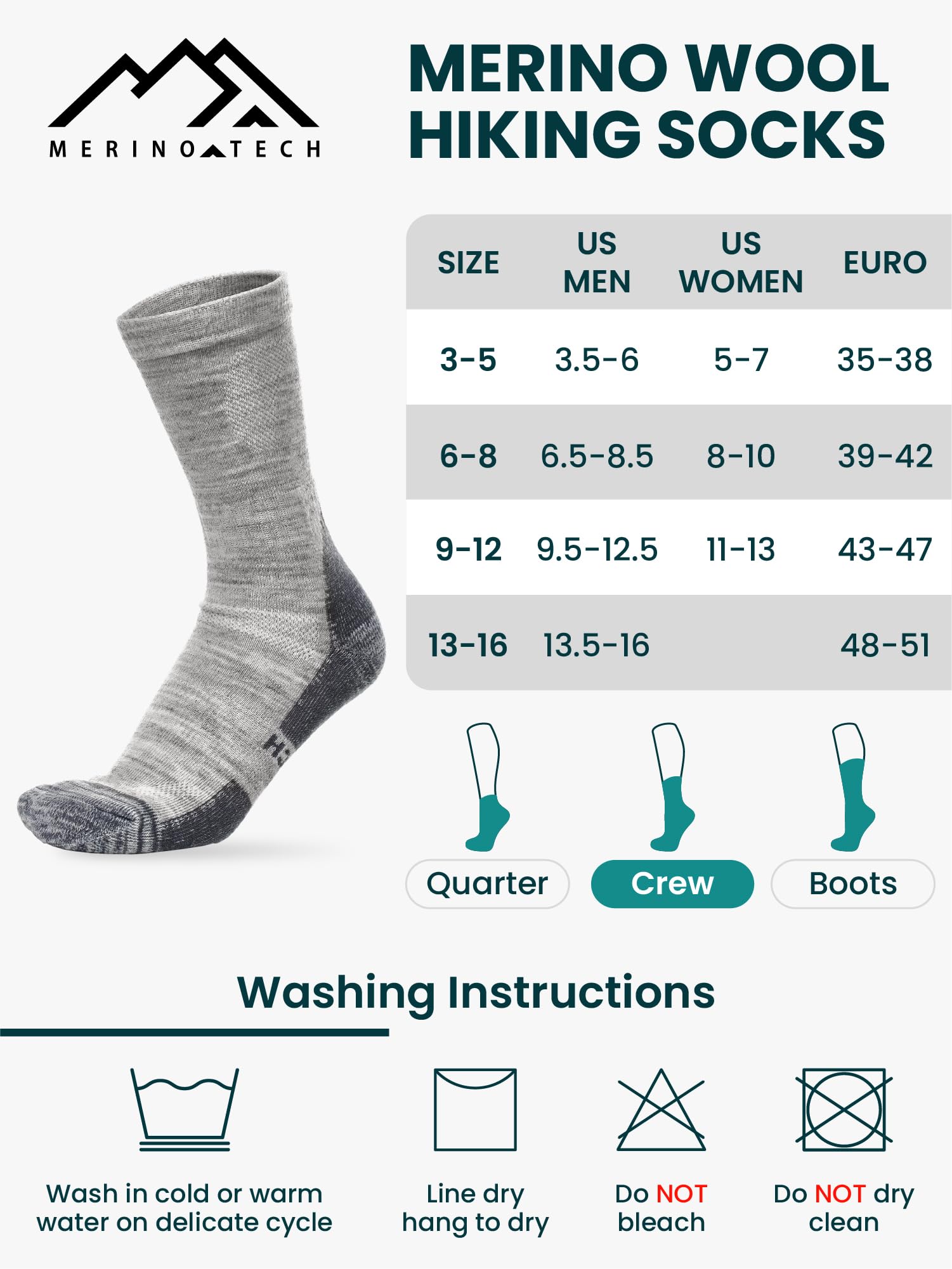 Merino.tech Calcetines Térmicos Lana Merino para Hombre y Mujer - Transpirables, Suaves, Trekking y Deporte