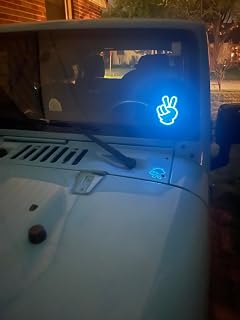 American Family Owned Patented Peace-Sign Wave LED Light for Cars, Wranglers, Jeep- Wind Sheild Led Jeep Decal Sticker - Usb-Operated, 6ft Cord, On/Off Switch Vechicle - Accessories