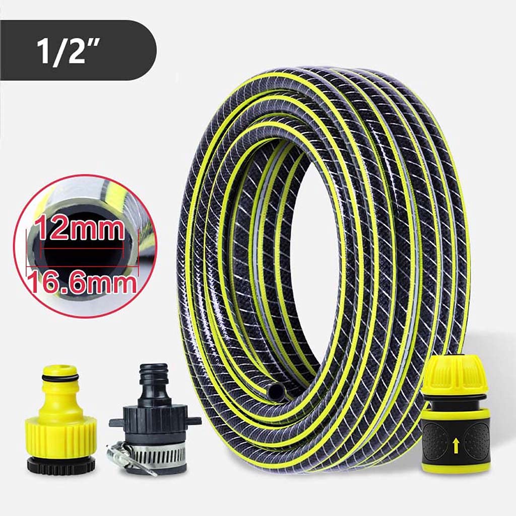 Tubo di irrigazione da Giardino in plastica PVC Sistema di Acqua piovana Irrigazione a Goccia Collegamento Tubo in Pelle di Serpente Giallo 7 Lunghezze Resistenza al Gelo e alla Compressione (1/2")