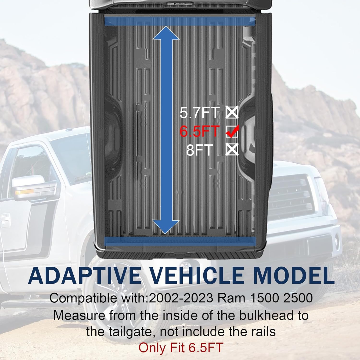 DICMIC Hard Tri-Fold Truck Bed Tonneau Cover Compatible with 2002-2023 Dodge Ram 1500 2500 6.5FT Bed