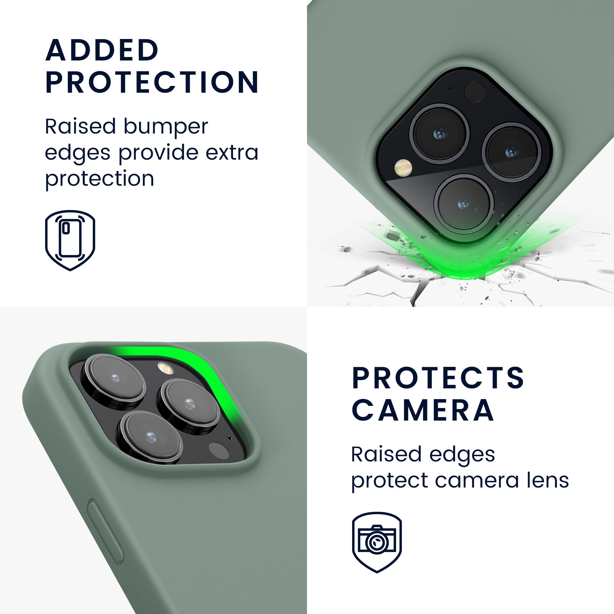 kwmobile Case for iPhone 14 Pro Max Case - Slim Soft TPU Silicone Cover - Works with Wireless Charging - Rainwashed Green - Image 3