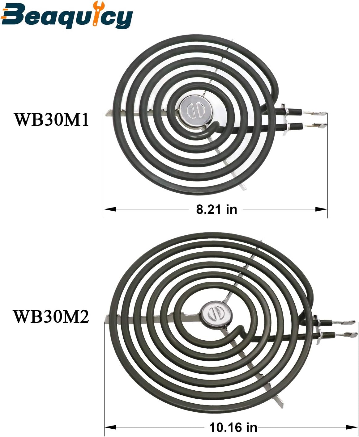 WB30M1 WB30M2 Surface Element Kit by Beaquicy - Replacement for Ken-more GE Range Stove Burner - 2 Pack WB30M1 Range 6" Surface Burner Element with 2 Pack WB30M2 Range 8" Surface Burner Element : Appliances