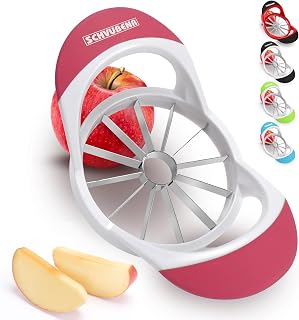 4.72 Inch Large Apple Slicer with 12 Blades - Professional Apple Cutter - Stainless Steel Apple Corer - Sharp Apple Slicer and Corer - Apple Corer Tool - Dishwasher Safe(Pink)