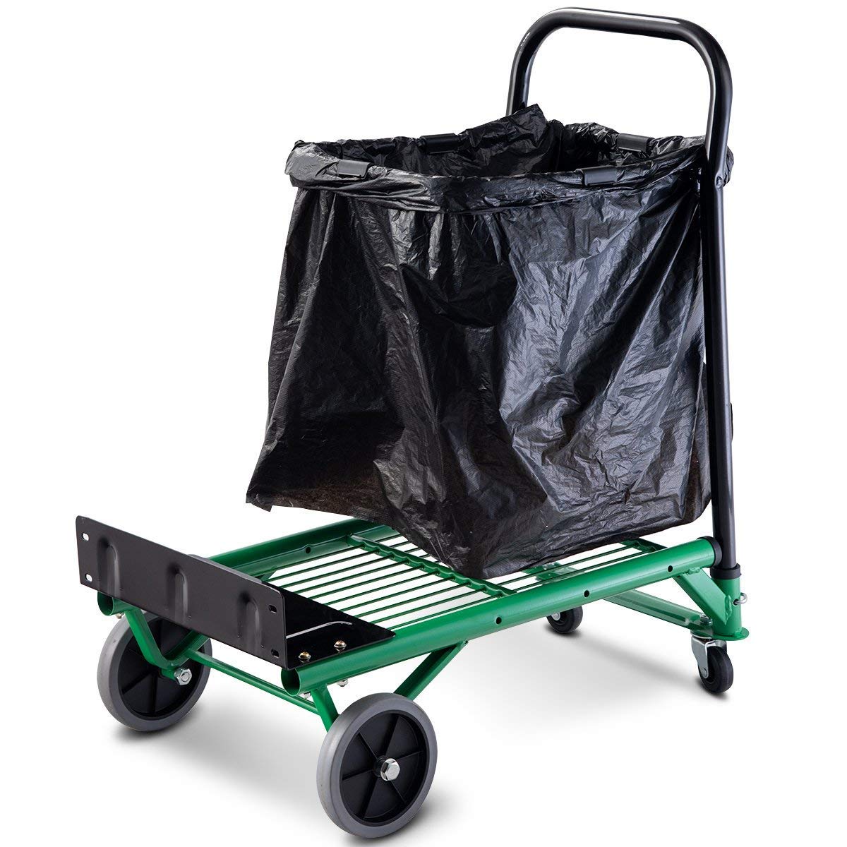COSTWAY Carretilla de Mano Plegable con Ruedas,Carro de Plataforma Multifuncional 2 en 1, Carrito Transporte Carga hasta 90 kg