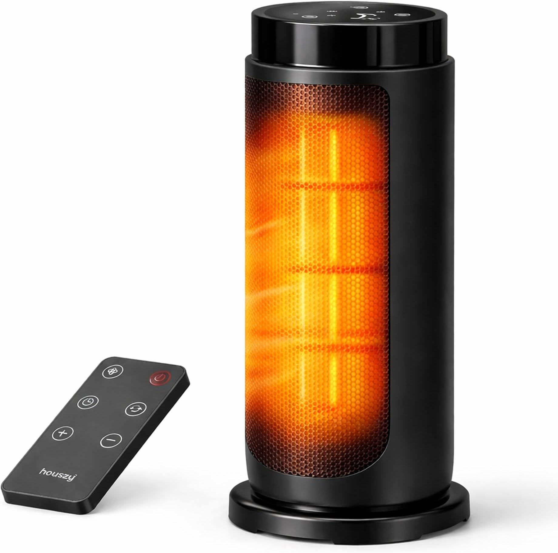 2000W Quiet PTC Ceramic Tower Heater with ECO Mode, 90° Oscillation Wide-Angle Heating, ECO/Fan Only/Low/High Modes, Thermostat 15–35°C, 1–24H Timer, Auto Shut-Off, Clear LED Status Display