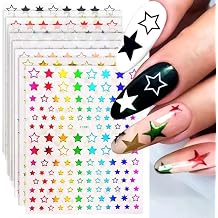 12 Sheets Shiny Star Nail Stickers 3D Self Adhesive Laser Twill Five-Pointed Star Nail Decals Holographic Colorful 4th of July Nail Supplies Design for Women Manicure DIY Nails Decorations