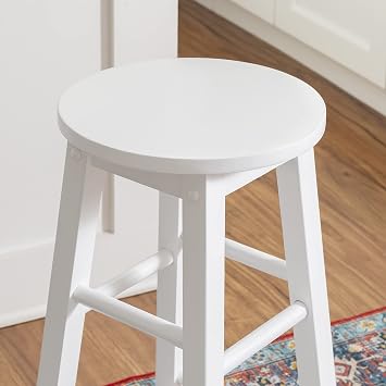 Linon Zeke White 24 Counter Stool with Round Seat