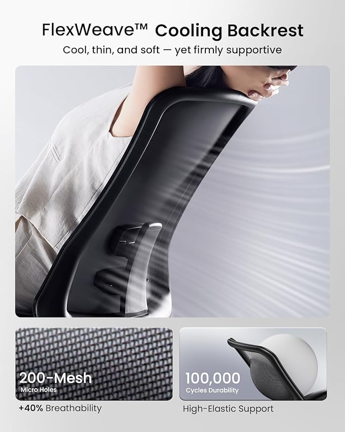 Silla de Oficina Ergonómica con Soporte Lumbar y Asiento Des miniatura 3