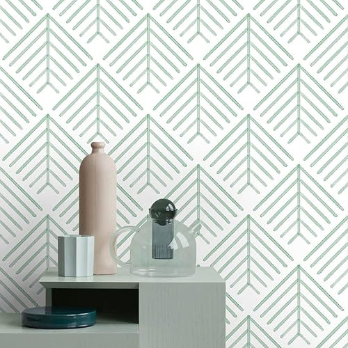 Vista 43 de Heroad Papel tapiz hexagonal para despegar y pegar, papel de contacto bohemio, geométrico, papel tapiz de lunares blancos y beige, papel de pared