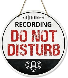 Do Not Disturb Recording in Progress Sign - Hanging Door Sign for Music Room and Recording 12 x 12 Inches