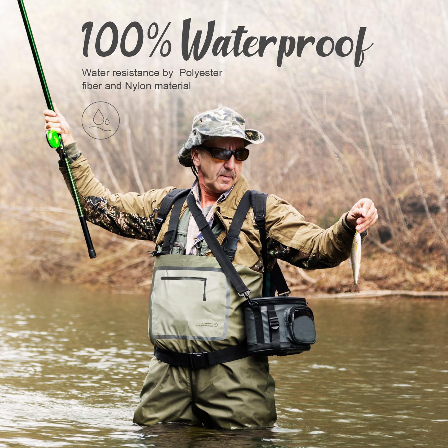 Dark Lightning Breathable Insulated Chest Waders, Perfect for 4 Seasons Fly Fishing Stocking Foot Waders for Men and Women