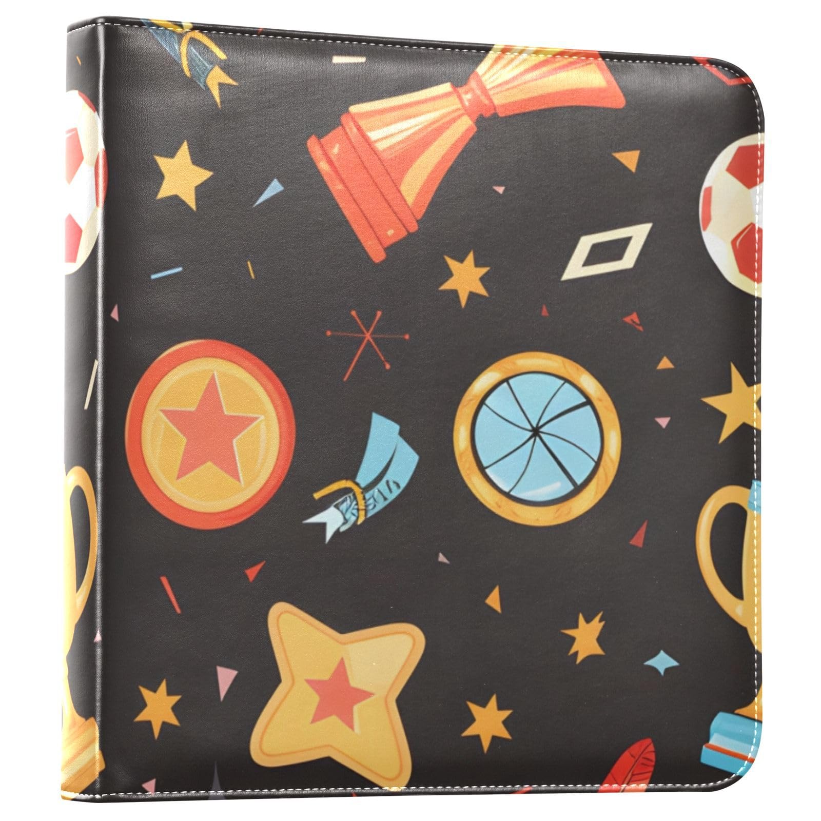 JIPONI Various Trophies Large Photo Album, DIY Leather Cover Scrapbook Albums for 4x6 5x7 6x8 Pictures, Self Adhesive Memory Book for Wedding, Baby, Family