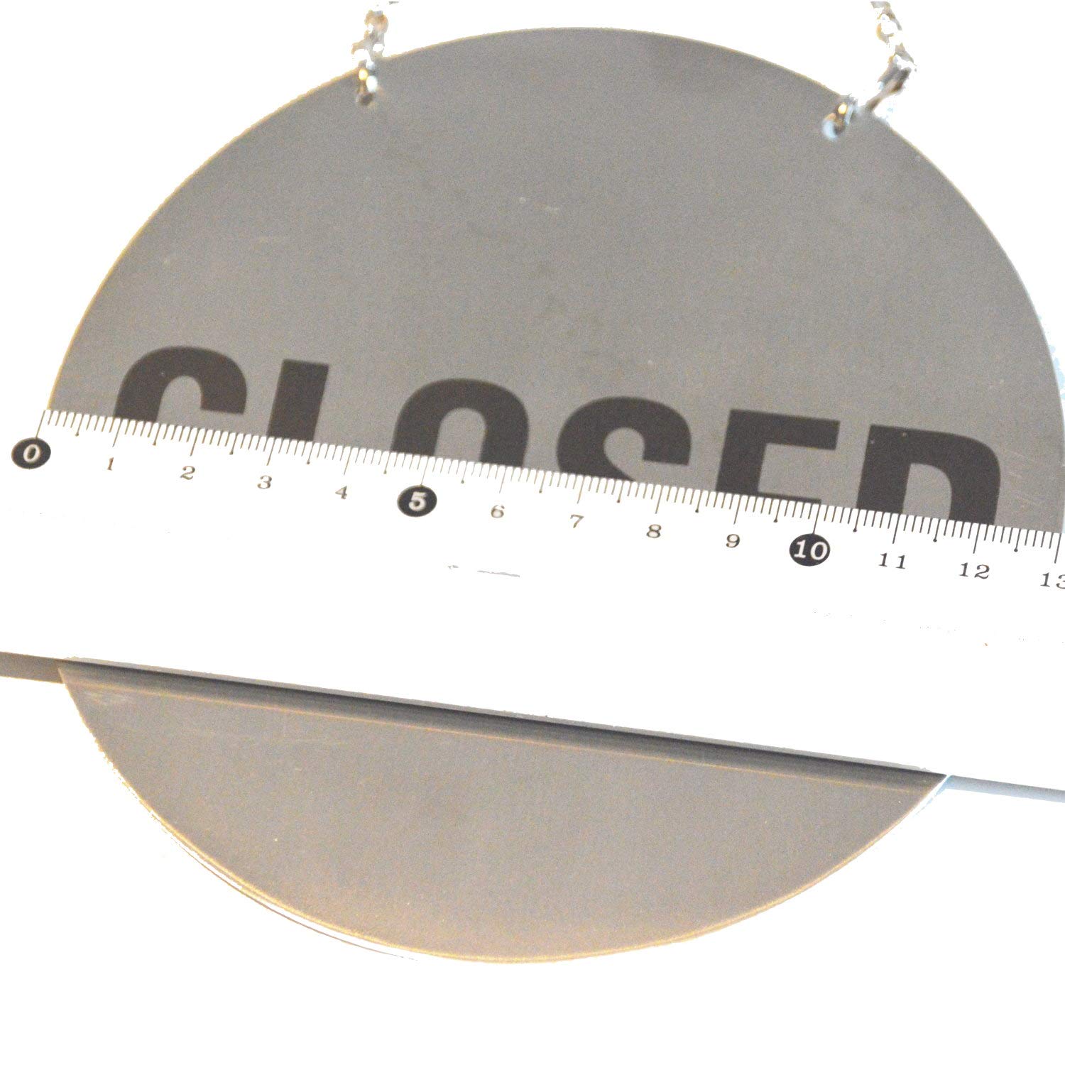 Cartello Aperto/Chiuso Per Porte In Acciaio Inox - Targa Rotonda Con Catena, Stile US - Foto 5