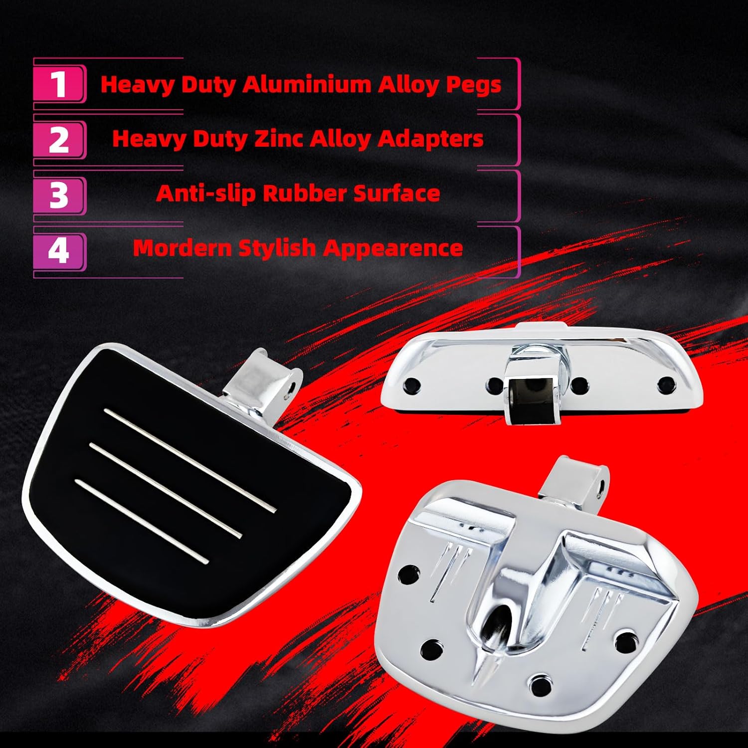 FATECIM Motorcycle Mini Board Floorboards Footpegs Foot Pedals Footrests with Male Mount Adapter for Honda VTX 1800C 1800F 1300C Shadow VLX 600 Sabre Spirit Phantom Aero Fury Magna Stateline Chrome