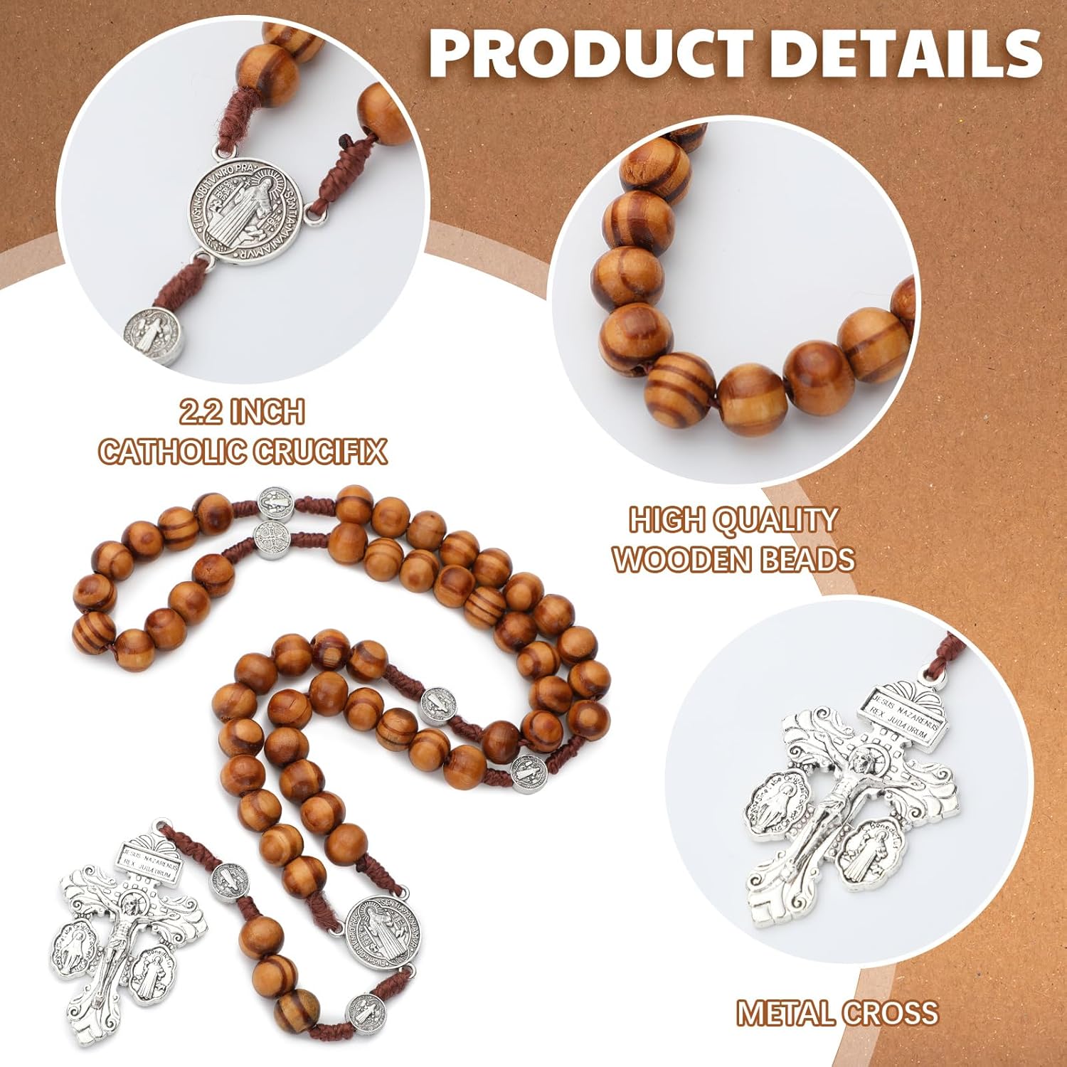 Landical Rosary Beads Catholic for Women Men Rosary Cross with Pardon Crucifix Necklace with St Benedict Prayer Card and Bags for Regalos Cristianos Rosarios Catolicos Para Hombre - Image 3
