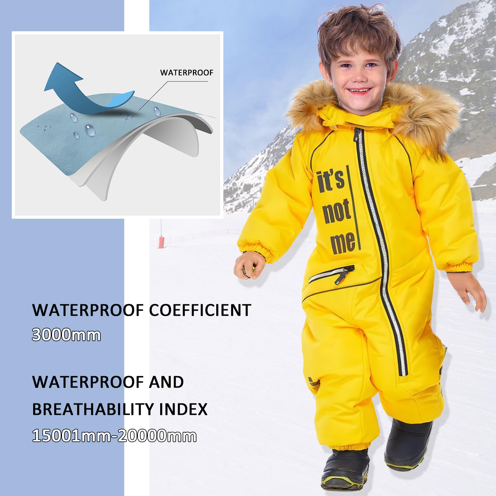 Kinder Skianzug Jungen Schneeanzug Mädchen Winddicht Wasserdicht Snowsuit mit Kapuze Outfit Skifahren
