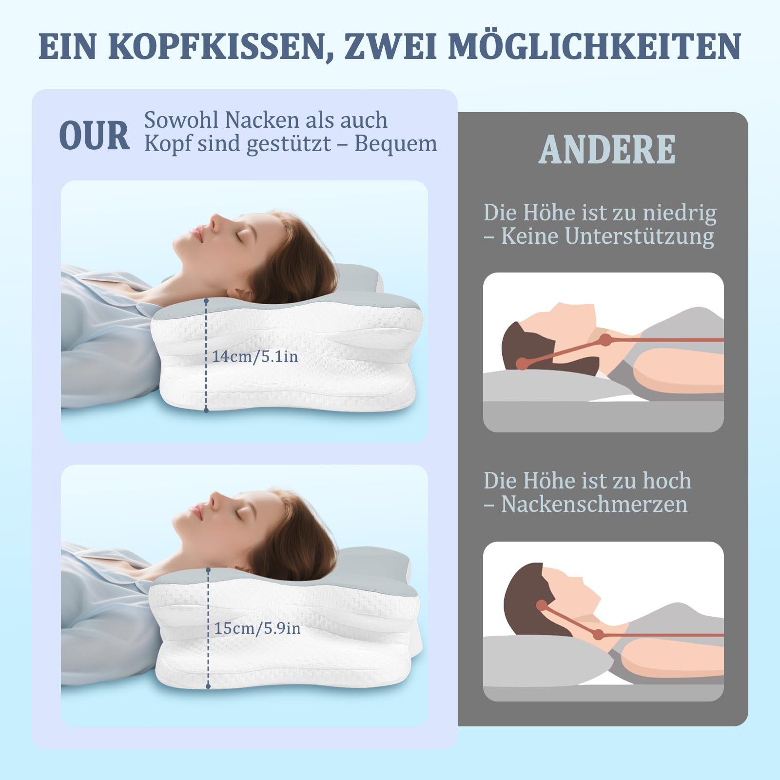 Coussin de nuque - Oreiller orthopédique en mousse à mémoire de