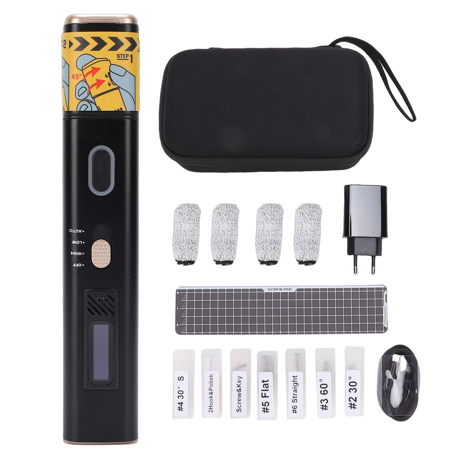 Jiawu Coltello da Taglio Ad Ultrasuoni, Coltello Sonico Cablato de 40KHz con 70 Lame di Ricambio, Strumento di Sbavatura da Taglio per Modelli Stampati in 3D, Pelle, Legno, Plastica (Taglio ad