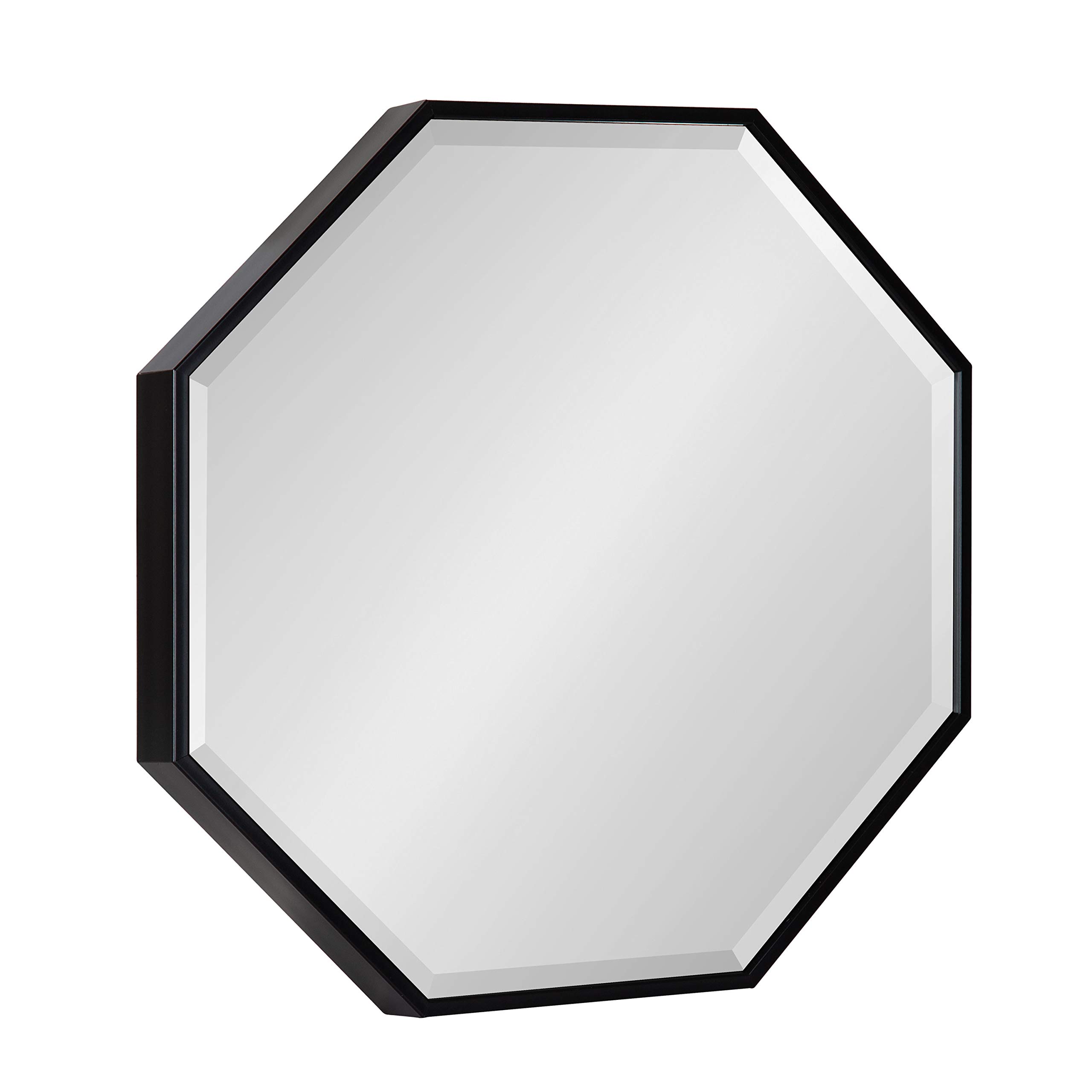 Kate and Laurel Rhodes Mid-Century Modern Octagon Wall Mirror, 18 x 18, Black, Chic Geometric Home Decor